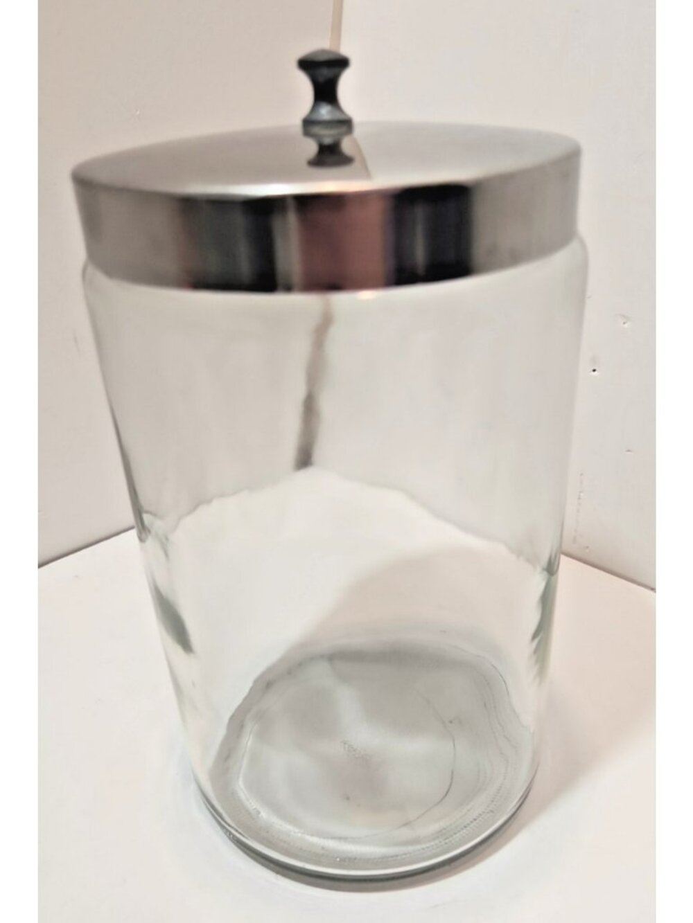 Vtg Profex Apothecary Medical Glass Jar Canister with Stainless Steel Lid 8x5"